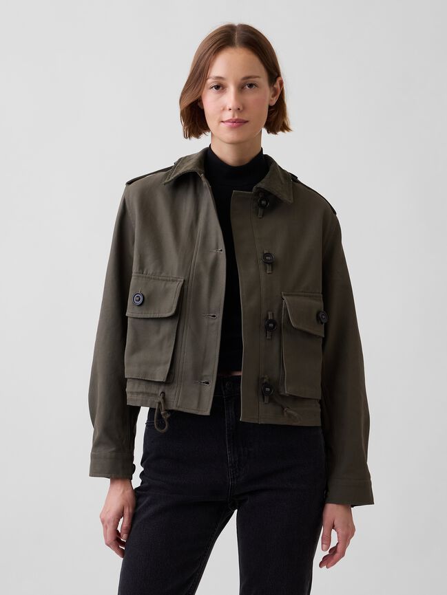 Canvas Crop Utility Jacket gap canvas crop utility jacket