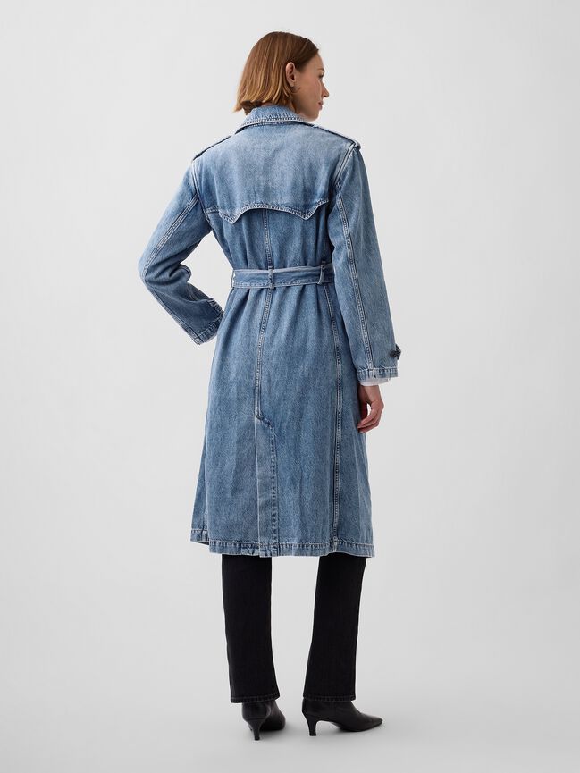 Longline Icon Denim Trench Jacket gap longline icon denim trench jacket