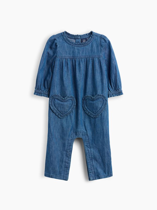 Baby Denim Heart One-Piece gap baby denim heart one piece