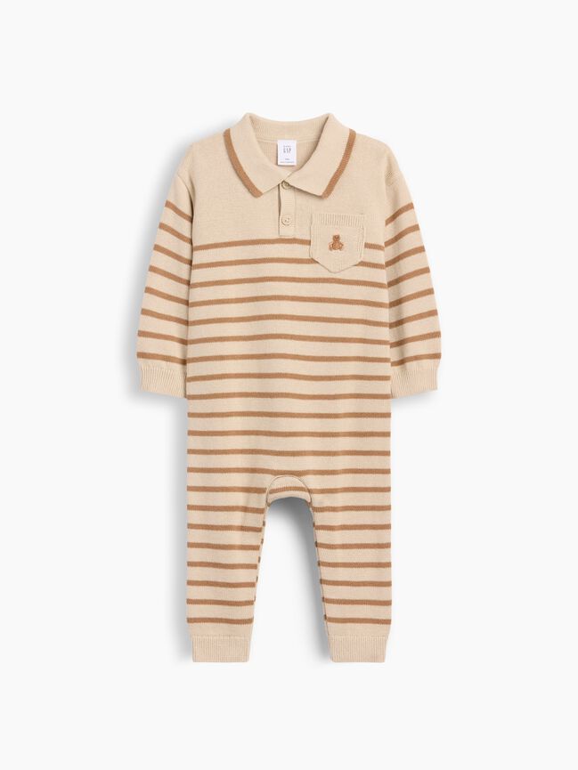 Baby Stripe Polo Sweater One-Piece gap baby stripe polo sweater one piece