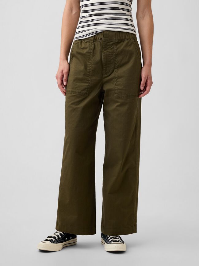 Mid Rise Wide-Leg Khakis gap mid rise wide leg khakis