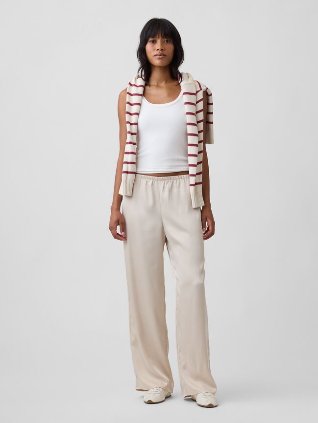 Easy Wide-Leg Satin Pants gap easy wide leg satin pants