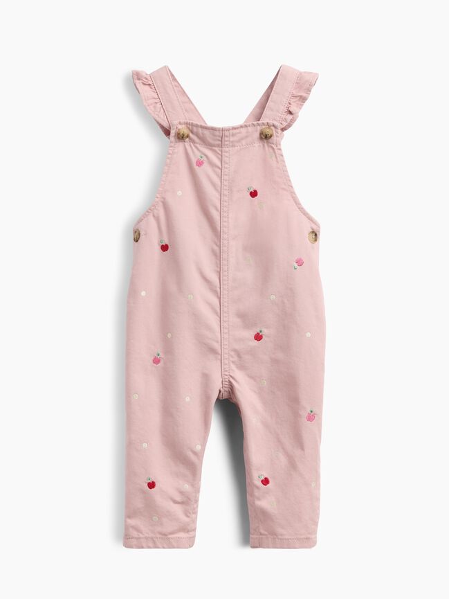 Baby Embroidered Apple Ruffle Overalls gap baby embroidered apple ruffle overalls