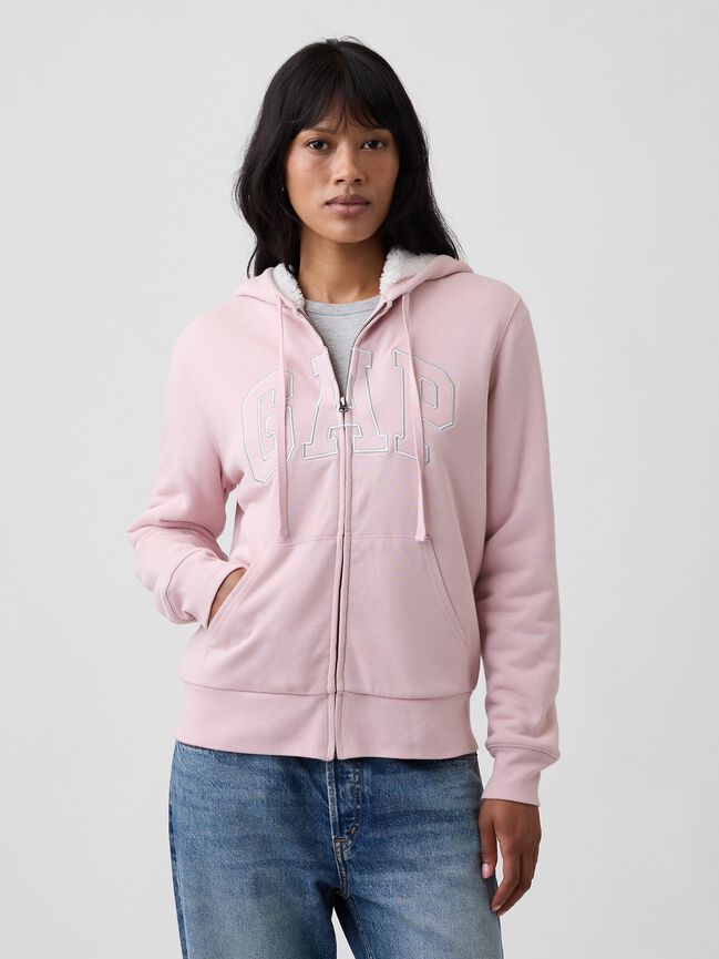 Relaxed Gap Logo Sherpa-Lined Zip Hoodie relaxed gap logo sherpa lined zip hoodie