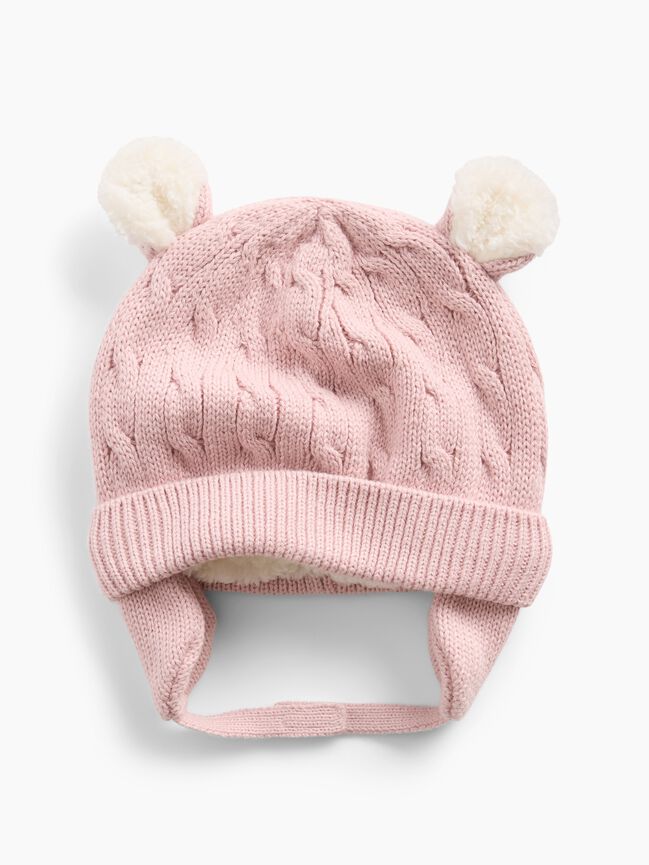 Baby Sherpa-Lined Cable-Knit Bear Beanie gap baby sherpa lined cable knit bear beanie