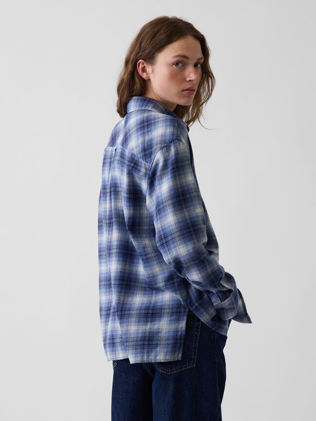 Oversized Straight-Hem Flannel Shirt gap oversized straight hem flannel shirt