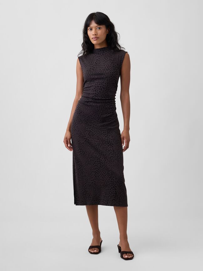 Modern Ribbed Sleeveless Mockneck Midi Dress gap modern ribbed sleeveless mockneck midi dress