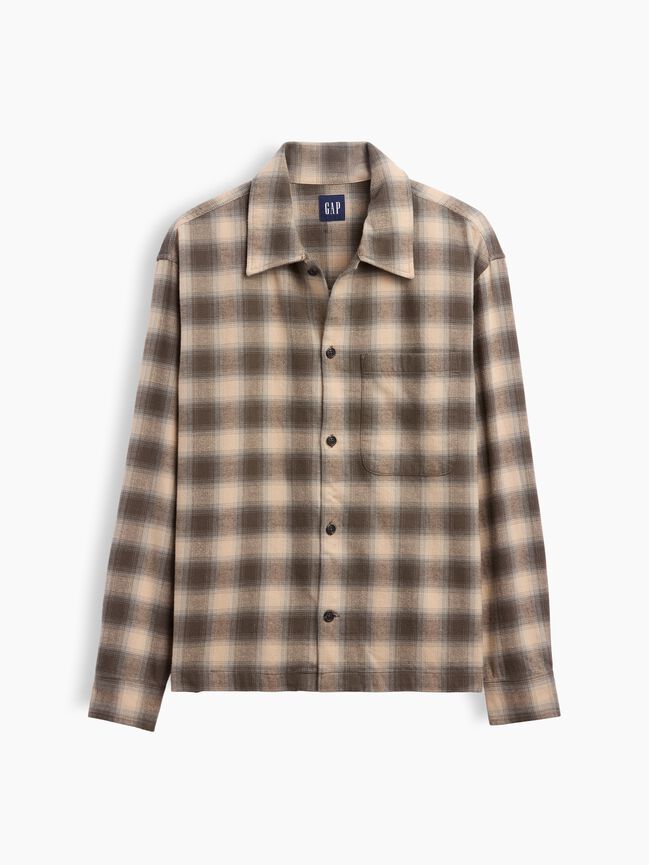 Relaxed Straight-Hem Flannel Shirt gap relaxed straight hem flannel shirt