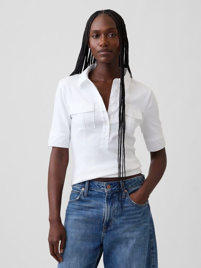 Modern Elbow-Sleeve Utility T-Shirt gap modern elbow sleeve utility t shirt