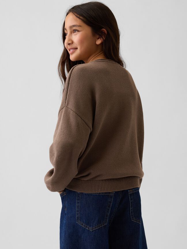 بلوفر أوفرسايز برقبة مطوية للأطفال gap بلوفر أوفرسايز برقبة مطوية للأطفال
