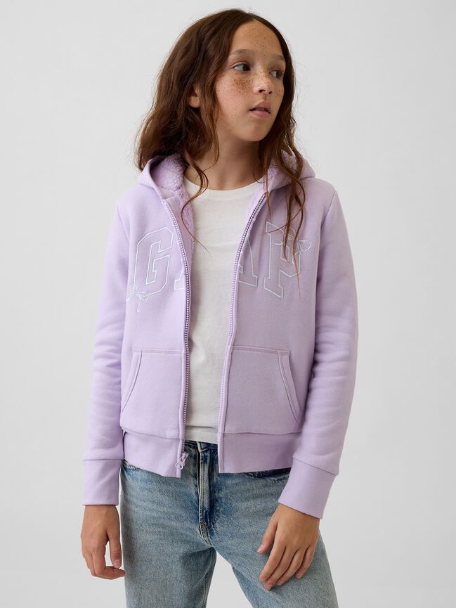 Kids Sherpa-Lined Logo Zip Hoodie gap kids sherpa lined logo zip hoodie