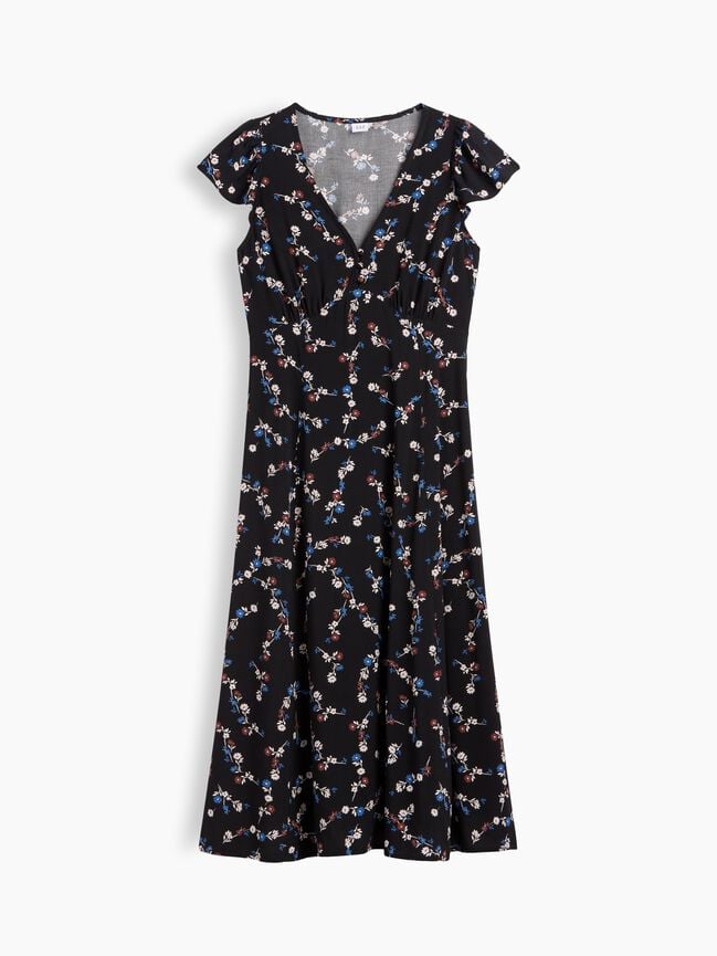 Flutter Sleeve V-Neck Midi Dress gap flutter sleeve v neck midi dress
