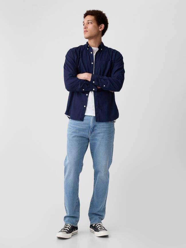 قميص بوبلين مطاطي بقصة ضيقة gap قميص بوبلين مطاطي بقصة ضيقة
