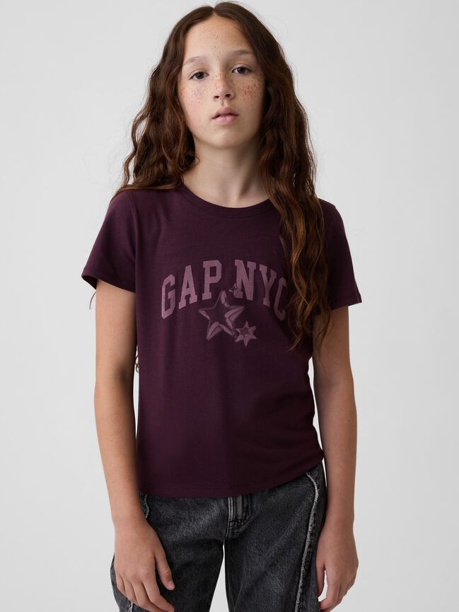 تي شيرت مطبوع بالشعار للأطفال gap تي شيرت مطبوع بالشعار للأطفال