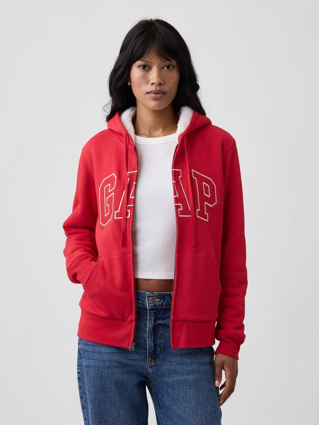 Relaxed Gap Logo Sherpa-Lined Zip Hoodie relaxed gap logo sherpa lined zip hoodie