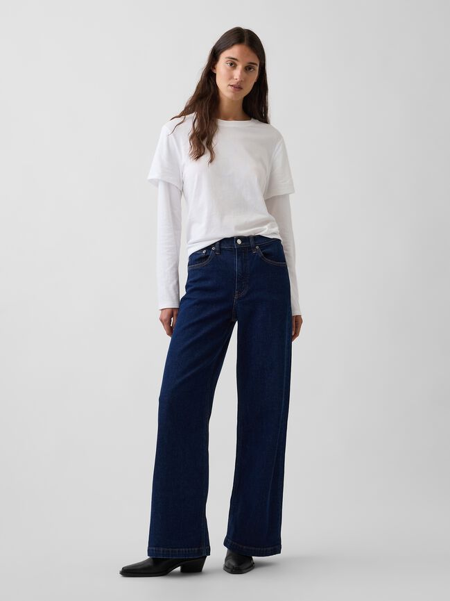 High Rise Stride Wide-Leg Jeans gap high rise stride wide leg jeans