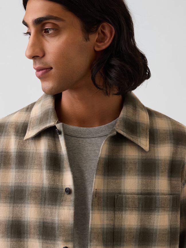 Relaxed Straight-Hem Flannel Shirt gap relaxed straight hem flannel shirt