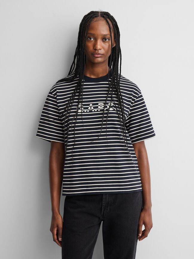 Gap × A.P.C. Logo Stripe T-Shirt gap a p c logo stripe t shirt