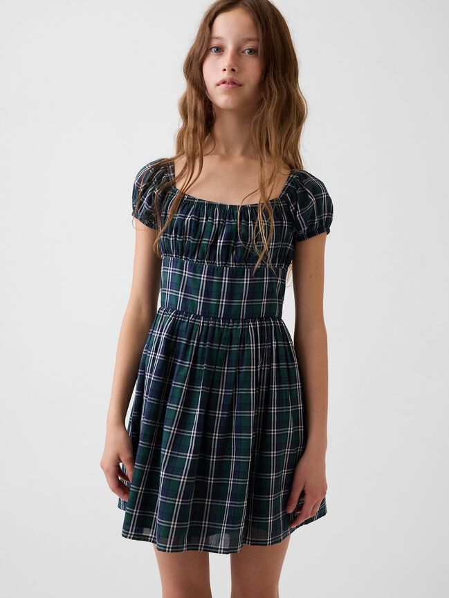 Kids Puff-Sleeve Dress gap kids puff sleeve dress