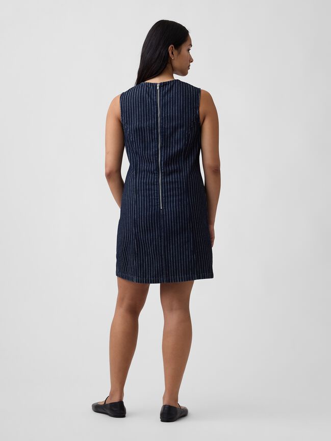 Sleeveless Stripe Denim Mini Dress gap sleeveless stripe denim mini dress