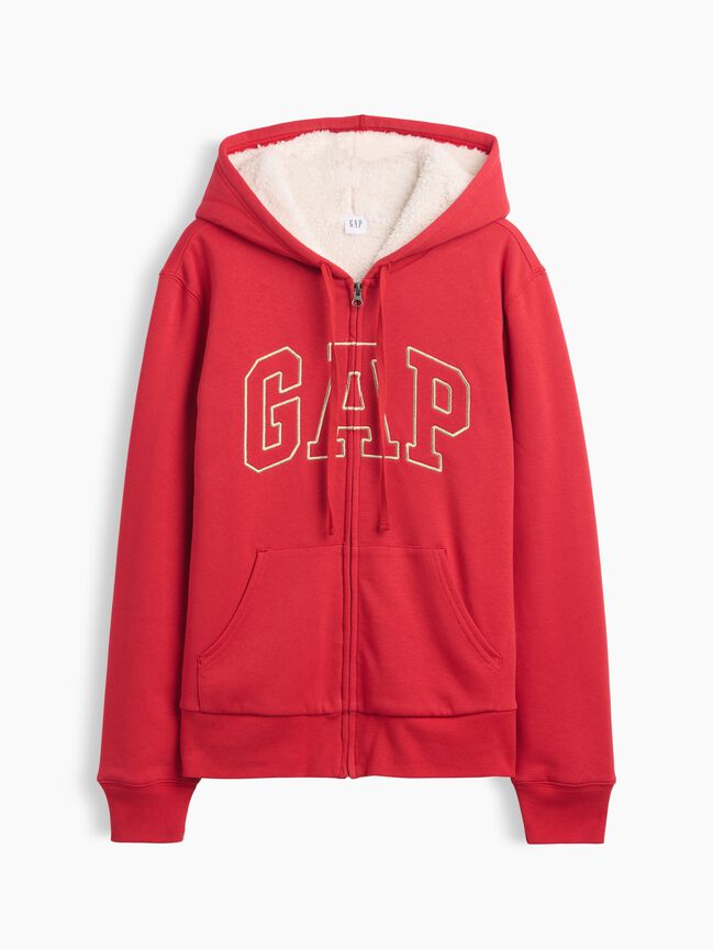 Relaxed Gap Logo Sherpa-Lined Zip Hoodie relaxed gap logo sherpa lined zip hoodie