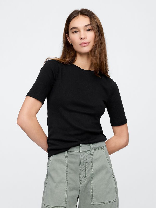 Modern Ribbed Crewneck T-Shirt gap modern ribbed crewneck t shirt