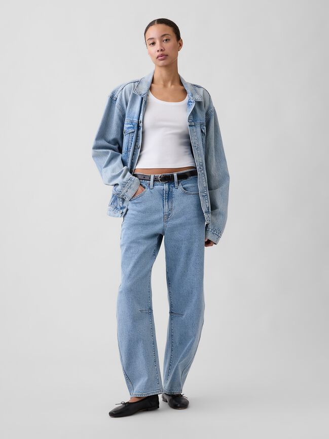 High Rise Barrel Jeans gap high rise barrel jeans