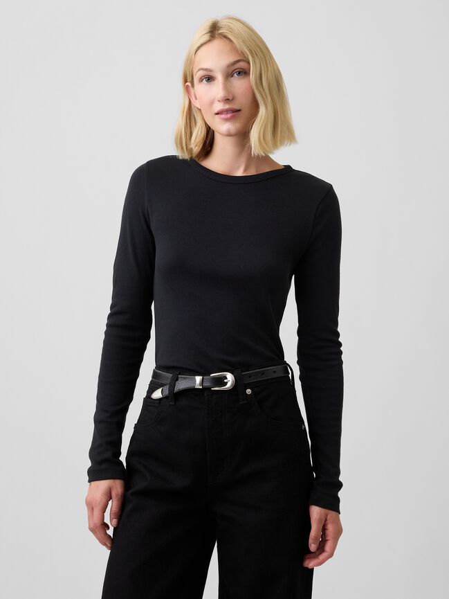 Modern Ribbed Crewneck T-Shirt gap modern ribbed crewneck t shirt