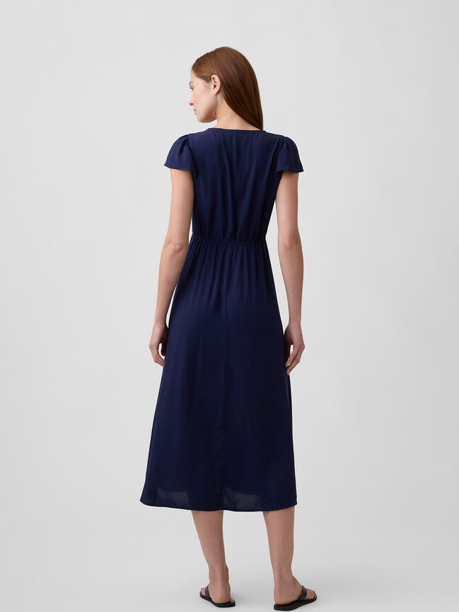 Flutter Sleeve V-Neck Midi Dress gap flutter sleeve v neck midi dress