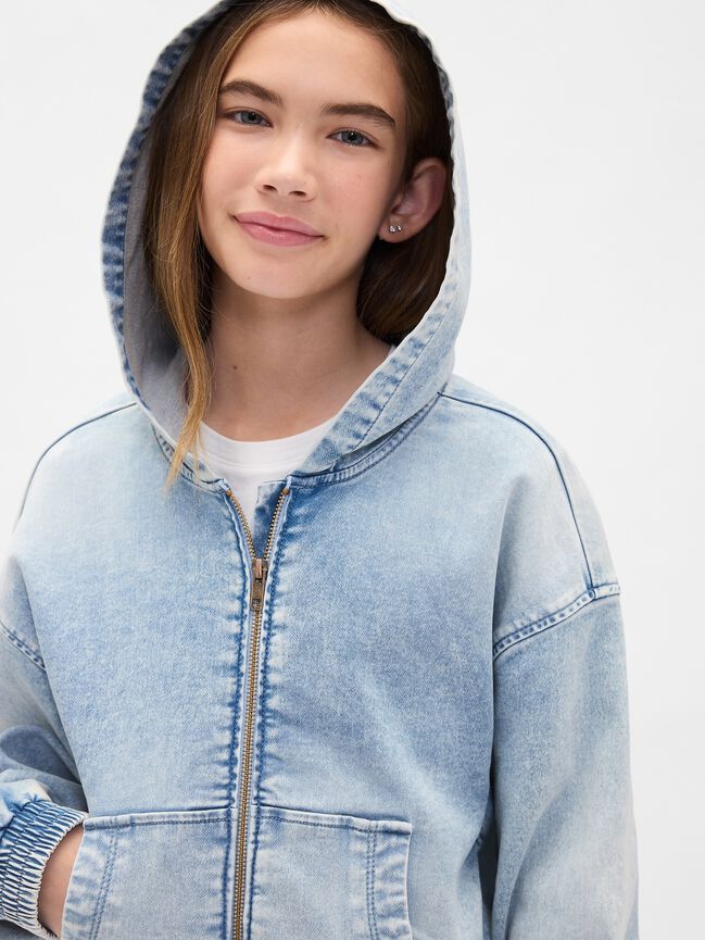 هودي دينيم محبوك بسحاب للأطفال gap هودي دينيم محبوك بسحاب للأطفال